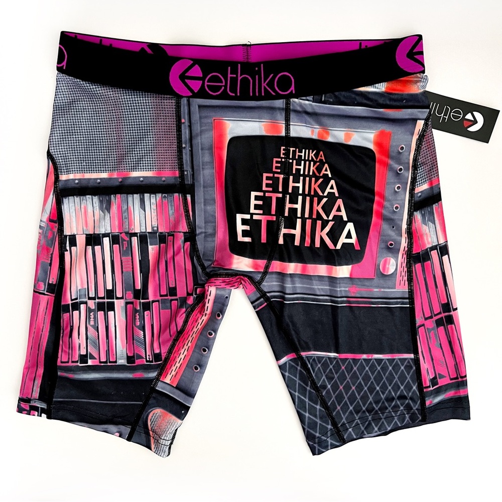 Ethika Boxer Briefs Mens Medium Underwear Retro VHS Tapes Black Pink The Staple